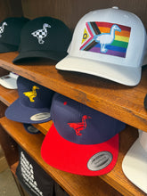 Load image into Gallery viewer, Black Trucker Hat: Checkered Flag Goose
